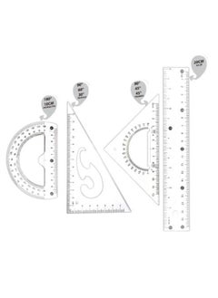 MOTARRO 4 Pieces School Math Geometry Set Student Ruler Triangle Rulers Angle Protractor Transparent Stationery Accessories  - Image 2