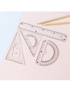 MOTARRO 4 Pieces School Math Geometry Set Student Ruler Triangle Rulers Angle Protractor Transparent Stationery Accessories  - Image 3