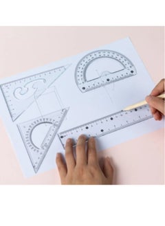 MOTARRO 4 Pieces School Math Geometry Set Student Ruler Triangle Rulers Angle Protractor Transparent Stationery Accessories  - Image 4