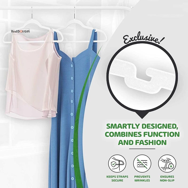 Red Dot Gift ® Velvet Clothes Hangers 45cm Heavy Duty Durable Coat and Clothes Hangers (White, 100) - Image 5