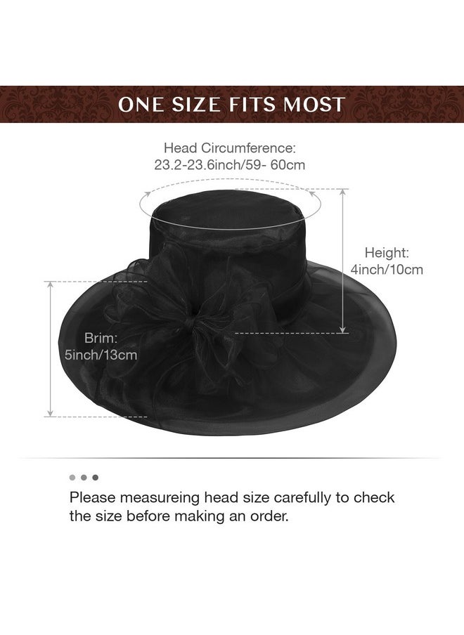 Komorebi - Kentucky Derby Hats For Women Organza Fascinator Hats Tea Party Hats Bridal Church Wedding Headwear Black One Size - Image 1