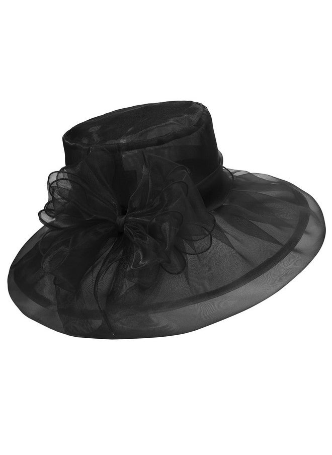 Komorebi - Kentucky Derby Hats For Women Organza Fascinator Hats Tea Party Hats Bridal Church Wedding Headwear Black One Size - Image 1