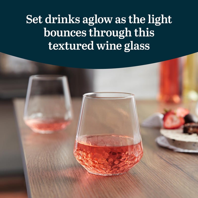 Libbey Hammered Stemless Wine Glasses Set of 8, 17-ounce, Dishwasher-Safe, Chiseled Textured Glassware Set, All Purpose Wine Glasses for Everyday Use - Image 2