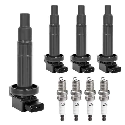 حزمة ملف الإشعال وشمعة الإشعال تناسب 15 L4 سكيون xB xA تويوتا إيكو بريوس C يارس 2001 2002 2003 2004 2005 2006 2007 2008 2009 2010 2011 2012 2013 2014 2015 2016 2017 2018 2019 UF316 مجموعة من 4