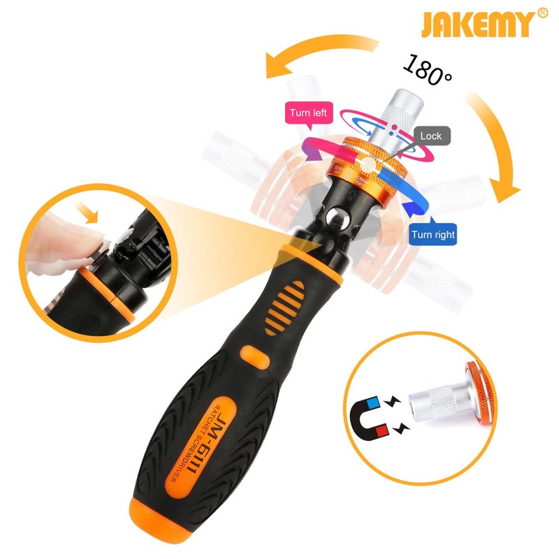 JAKEMY Precision Ratchet Screwdriver Set, JAKEMY 69 in 1 Household Screwdriver Home Repair Tool Kit, Disassemble Magnetic Rotating Ratchet Screwdriver Kit for Furniture/Car/Computer/Electronics Maintenance - Image 3