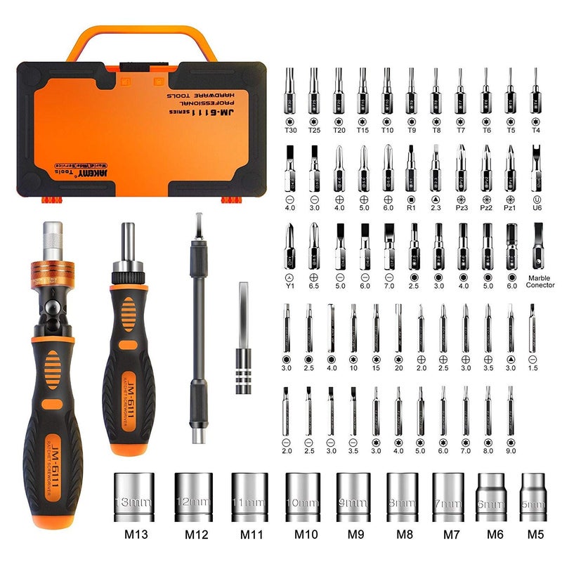 JAKEMY Precision Ratchet Screwdriver Set, JAKEMY 69 in 1 Household Screwdriver Home Repair Tool Kit, Disassemble Magnetic Rotating Ratchet Screwdriver Kit for Furniture/Car/Computer/Electronics Maintenance - Image 1