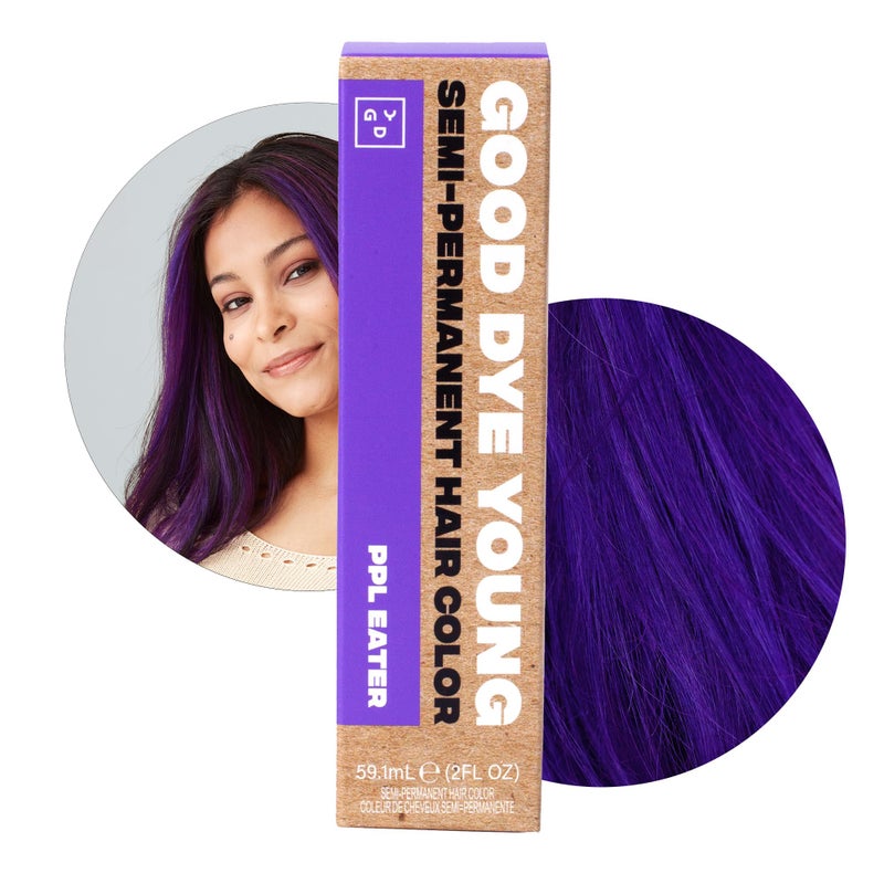 Good Dye Young Streaks and Strands Semi Permanent Purple Hair Color (PPL Eater) - UV Protective Temporary Conditioning Dye for 15-24+ Washes - Vegan & Cruelty-Free - Image 1