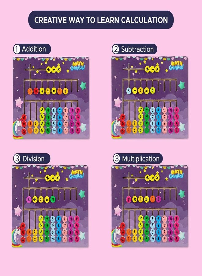 SPEEDFOX Math Genius Educational Math Board for Kids | Learn Numbers & Arithmetic with Interactive Play | Early Learning Toy for Age 3+, Pink - Image 3