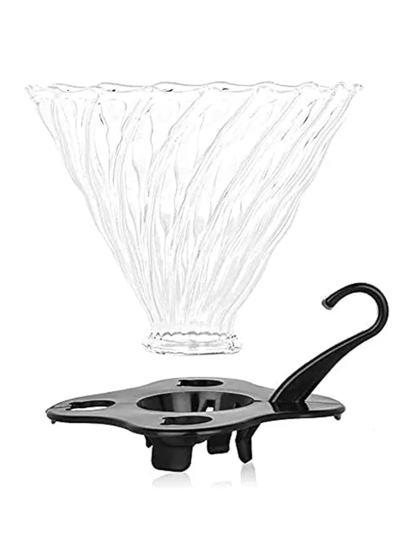 دوبيو DOPPIO الكهربائية 12 قطعة V60 صب أكثر من صانع القهوة اليدوي مع مجموعة قطارة طاحونة يدوية، وعاء تقديم القهوة حجم 02، V60 قطارة قهوة زجاجية مع قطارة حامل خشبي، مقياس (مجموعة ممتازة)  - Image 5