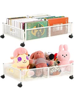 Hihonor Underbed Storage Cabinet with Wheels and Handle,Foldable,Suitable for Storing Underbed Clothes/Toys(White 2-Pack)  - Image 1