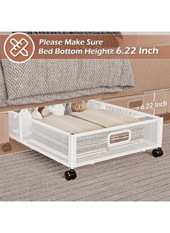 Hihonor Underbed Storage Cabinet with Wheels and Handle,Foldable,Suitable for Storing Underbed Clothes/Toys(White 2-Pack)  - Image 2