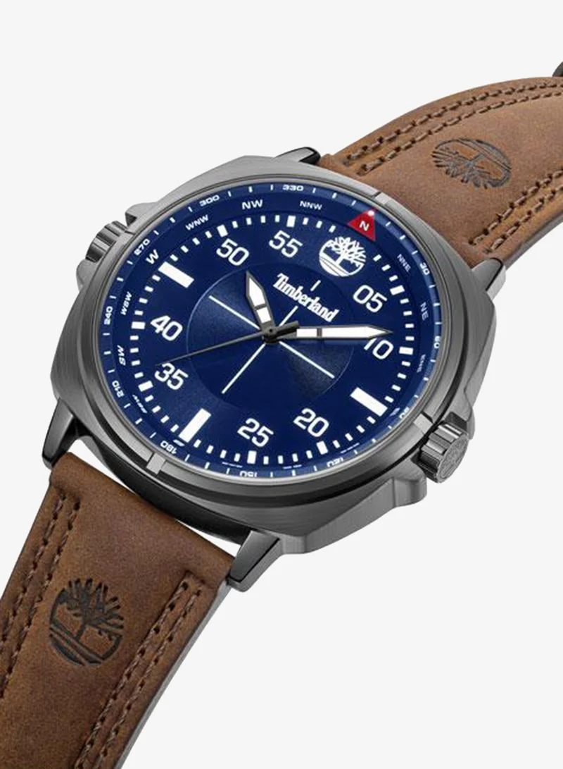 Timberland Williston Blue Dial Leather Strap Analog Watch for Men, 48mm