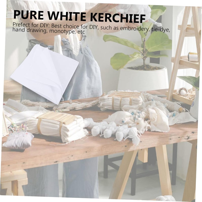 Didiseaon 12pcs Cotton Handkerchiefs Muslin Wash Cloths White Hand Towels Tie-dye Kerchief Painting Towels - Image 5