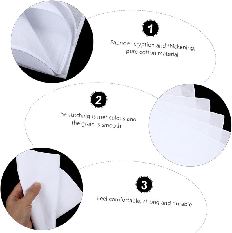 Didiseaon 12pcs Cotton Handkerchiefs Muslin Wash Cloths White Hand Towels Tie-dye Kerchief Painting Towels - Image 3