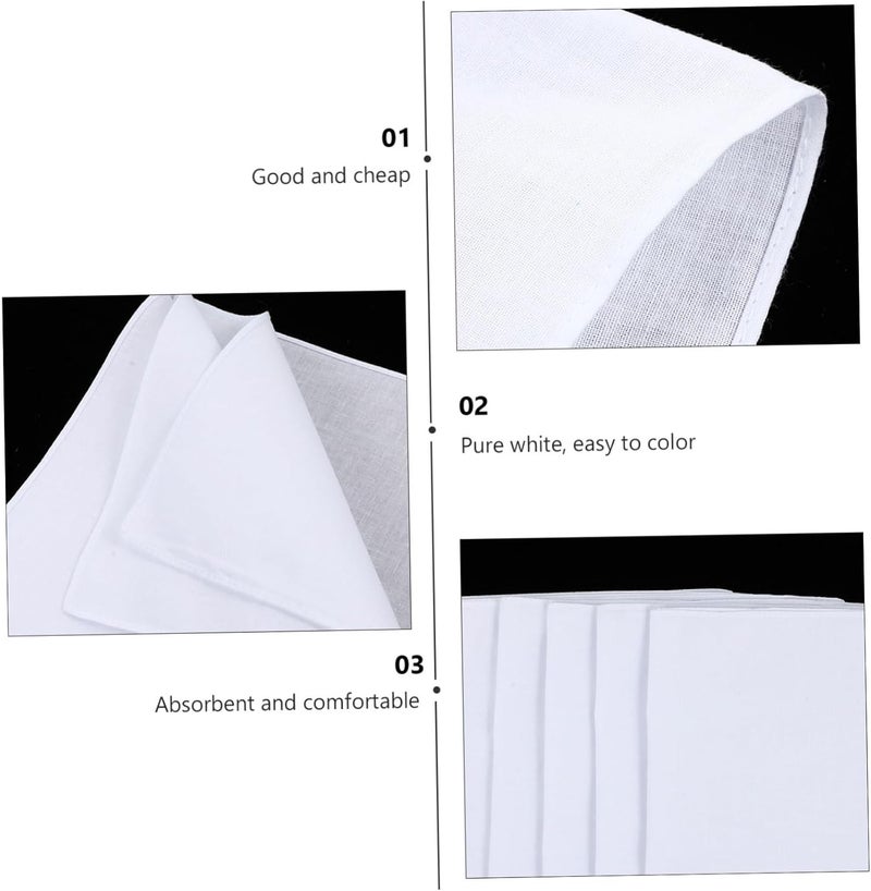 Didiseaon 12pcs Cotton Handkerchiefs Muslin Wash Cloths White Hand Towels Tie-dye Kerchief Painting Towels - Image 4
