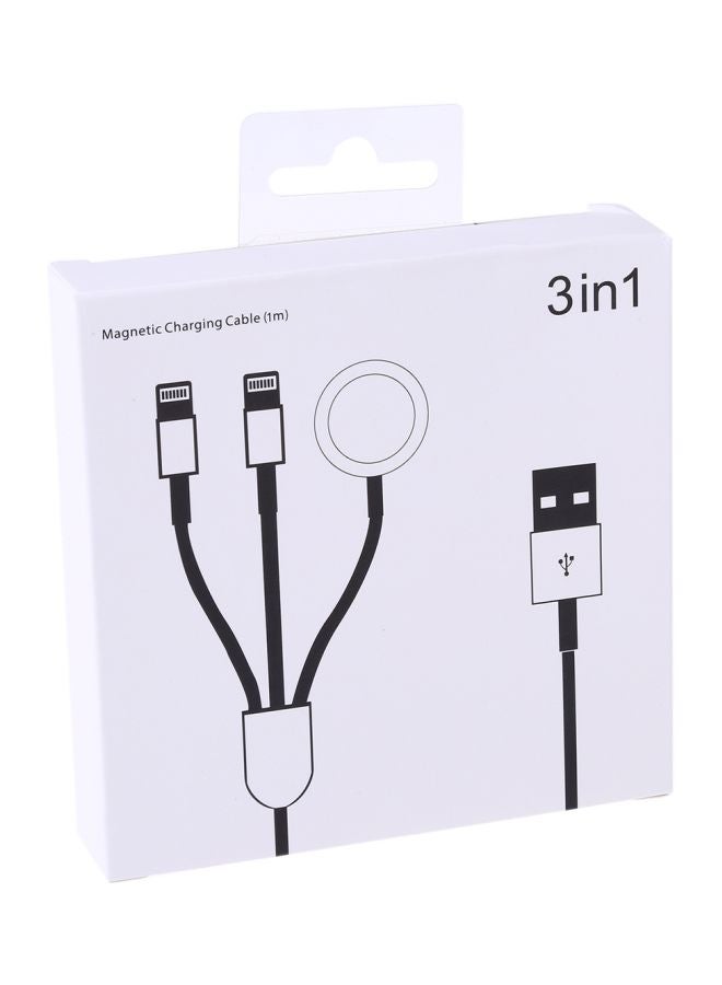 DUSALA 3-In-1 Magnetic Charging Cable For Apple iPhone And Watch White - Image 2