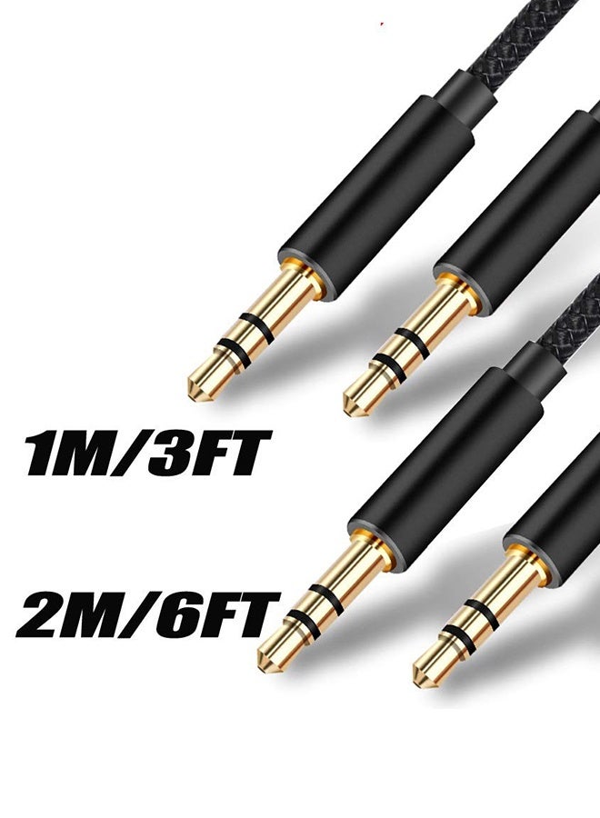 Tersely Aux Cable - 2 Pack, 1M+2M (3FT+6FT) 3.5mm Male to Male Auxiliary Audio Stereo Nylon Braided Cord for iPhone iPad iPod Echo, Car,Headphones,Home Stereos Speakers Tablets Phones, More - Image 2