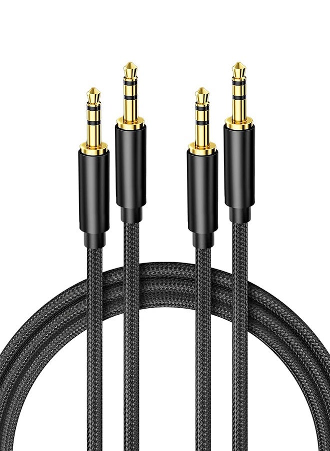 Tersely Aux Cable - 2 Pack, 1M+2M (3FT+6FT) 3.5mm Male to Male Auxiliary Audio Stereo Nylon Braided Cord for iPhone iPad iPod Echo, Car,Headphones,Home Stereos Speakers Tablets Phones, More - Image 1
