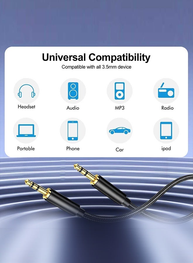 Tersely Aux Cable - 2 Pack, 1M+2M (3FT+6FT) 3.5mm Male to Male Auxiliary Audio Stereo Nylon Braided Cord for iPhone iPad iPod Echo, Car,Headphones,Home Stereos Speakers Tablets Phones, More - Image 3