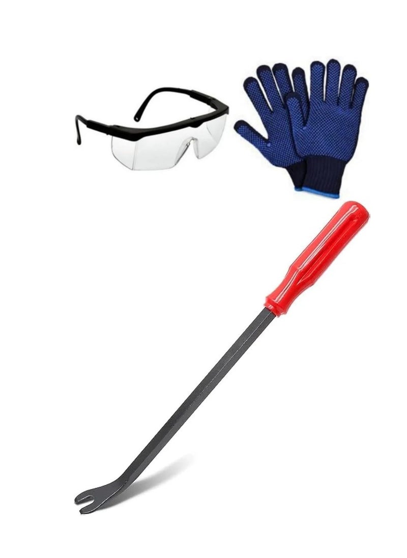 ABBASALI Fastener Remover Rivets Clip Plier, Car Door Pry Retainer Clip Tool, Fastener Remover Plier, Rivets Puller, Auto Trim Removal Tool With Goggle & Glove (4")  - Image 1