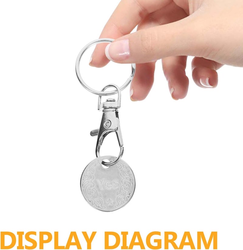 4 Pcs Stainless Steel Shopping Trolley Token Keyrings, Portable Small Cart Coin Keychain Pendant for Supermarket Grocery Cart Use, White - Image 3