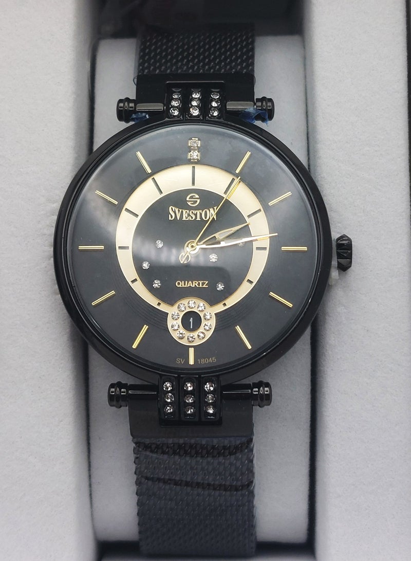 Sveston Women's Analog Quartz Black Stainless Steel Band Set Watch SV 18045 - Image 2