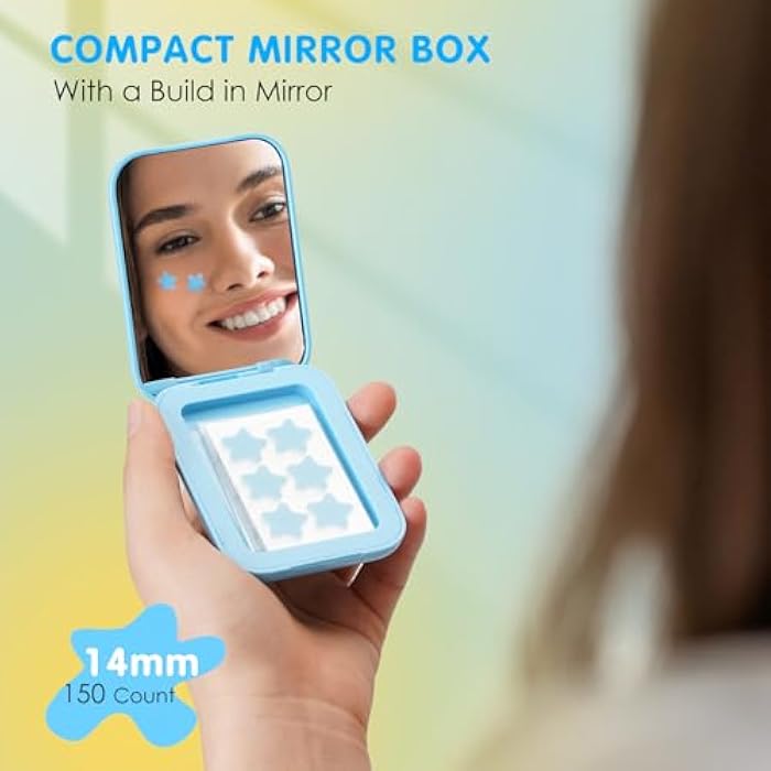 AUSLKA Star Pimple Patches - 150 Count - Hydrocolloid Pimple Patches,Cute Star Shape, Blue Colors,Spot Stickers For Face And Skin,Temporary Mirror - Image 4