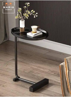 Maria C-Shaped Nordic Style Side Table  Space-Saving Coffee Table with Black Marble Top for Living Room or Bedroom (45x30x61 cm)  - Image 2