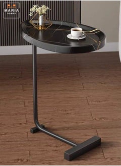 Maria C-Shaped Nordic Style Side Table  Space-Saving Coffee Table with Black Marble Top for Living Room or Bedroom (45x30x61 cm)  - Image 1