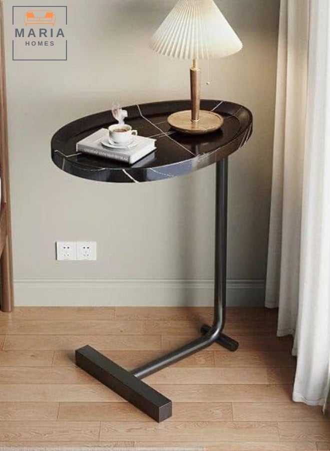 Maria C-Shaped Nordic Style Side Table  Space-Saving Coffee Table with Black Marble Top for Living Room or Bedroom (45x30x61 cm) - Image 3