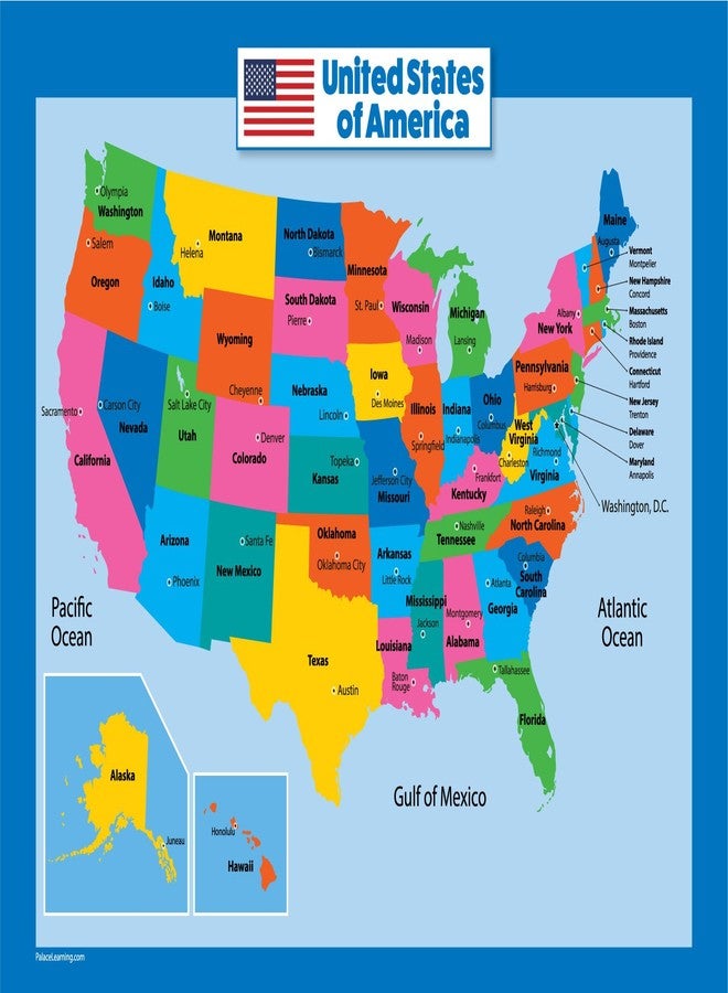 Palace Learning 2 Pack - USA Map for Kids & Money Poster Set - United States Wall Chart - Money Poster (LAMINATED, 18" x 24") - Image 2