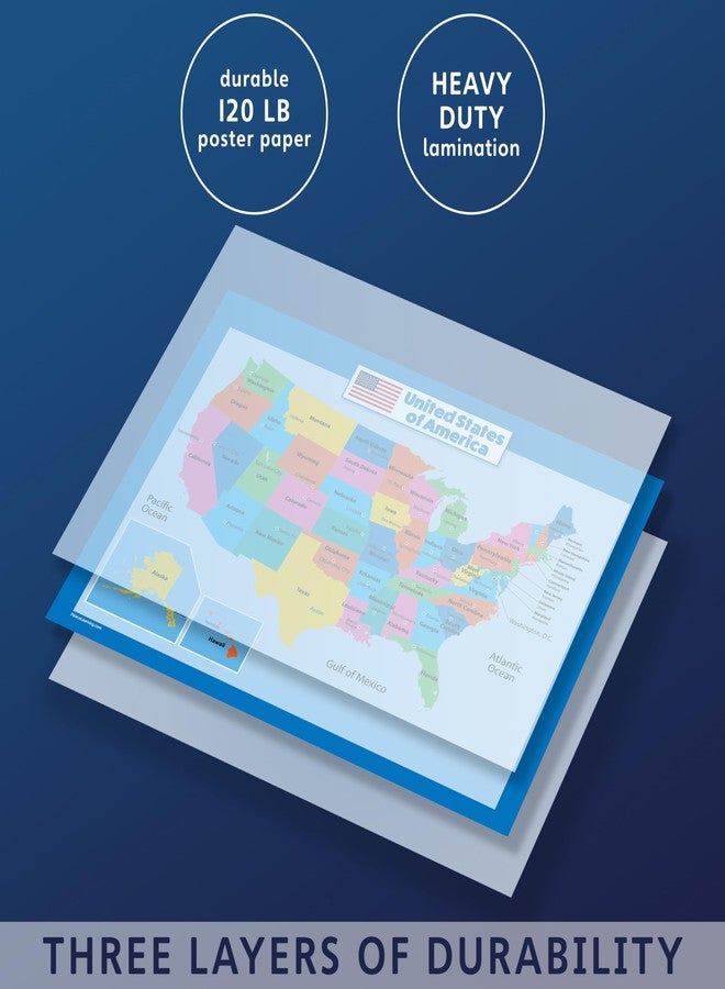 Palace Learning 2 Pack - USA Map for Kids & Money Poster Set - United States Wall Chart - Money Poster (LAMINATED, 18" x 24") - Image 3