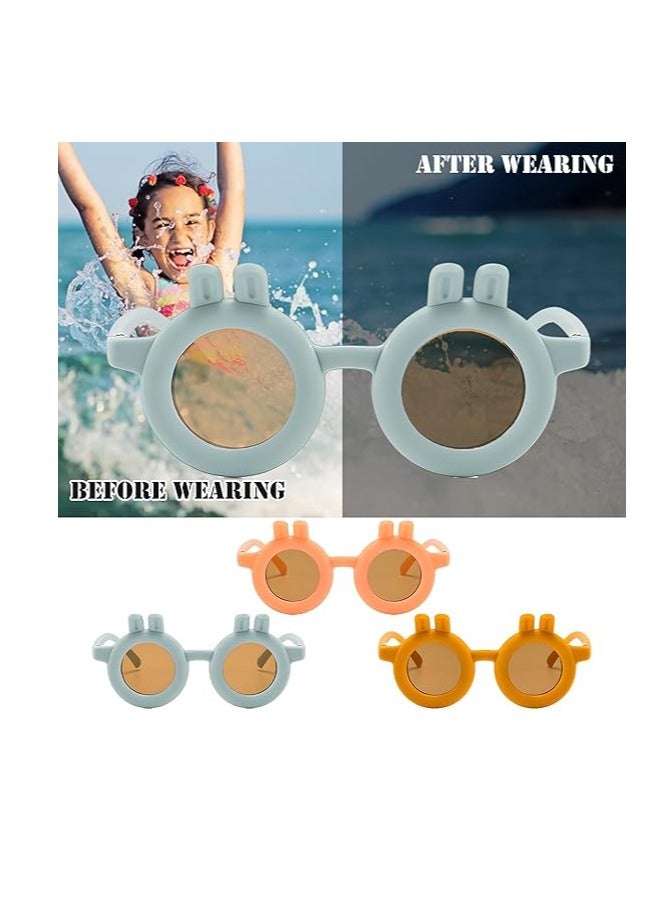 SYOSI Sunglasses, Cute Rabbit Kids Sunglasses Colorful Kids Rabbit Sunglasses for Kids Fashion Sunglasses for Boys and Girls Photo Props Beach Party Outdoor Activities Beach Eyewear for Kids 3 Pairs - Image 4