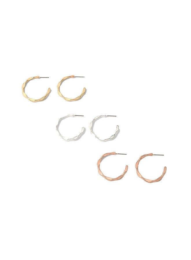 Accessorize London Mixed Metal Twist Hoop Earring Set|One Size - Image 1