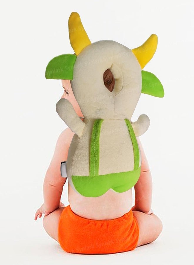 Synlark® Baby Head Protector Cushion Plush Soft Toy Early Learning Toy Fall Protection Helmet Baby Head Protector Child Adjustable Shoulder Strap (Green-Cow) - Image 4