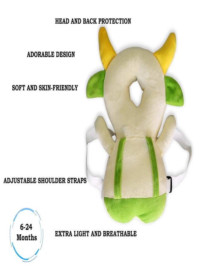 Synlark® Baby Head Protector Cushion Plush Soft Toy Early Learning Toy Fall Protection Helmet Baby Head Protector Child Adjustable Shoulder Strap (Green-Cow) - Image 5