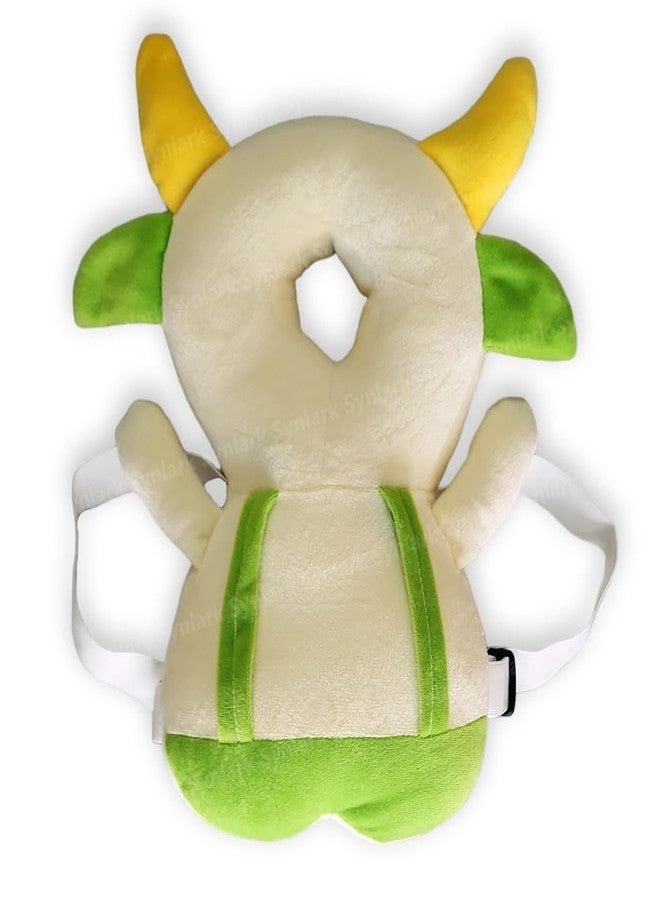 Synlark® Baby Head Protector Cushion Plush Soft Toy Early Learning Toy Fall Protection Helmet Baby Head Protector Child Adjustable Shoulder Strap (Green-Cow) - Image 1
