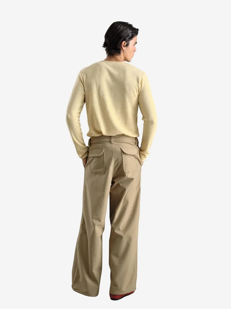 Giesto Beige Natural GIESTO Comfort Fit Long Sleeve Button Collar T-Shirt for Men | Best Price UAE