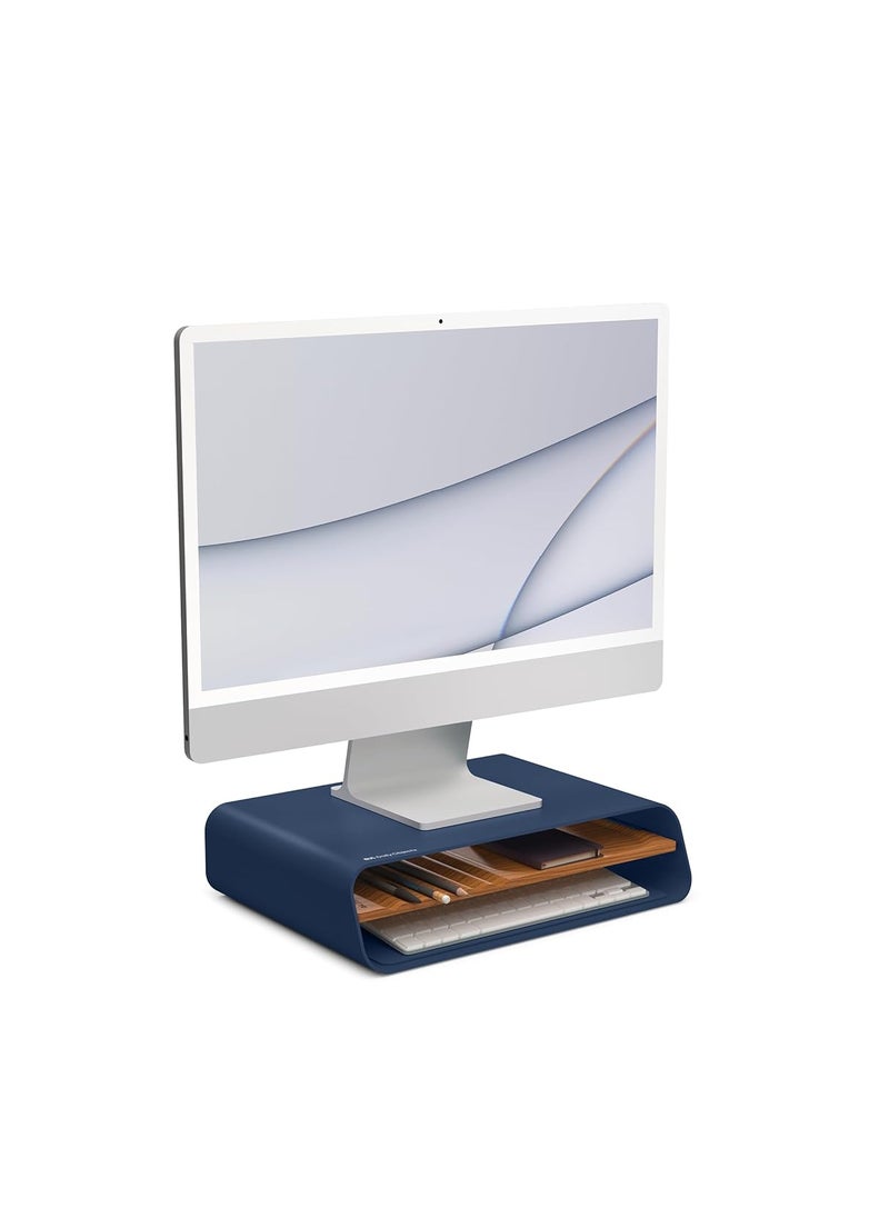 DailyObjects DailyObjects Mesa Monitor Stand Blue with Storage Organizer Ergonomic Design Shelf for Stationery and Mobile Phones Support Computer Desktop Screens iMac Laptop HeavyDuty on DeskTable  - Image 1