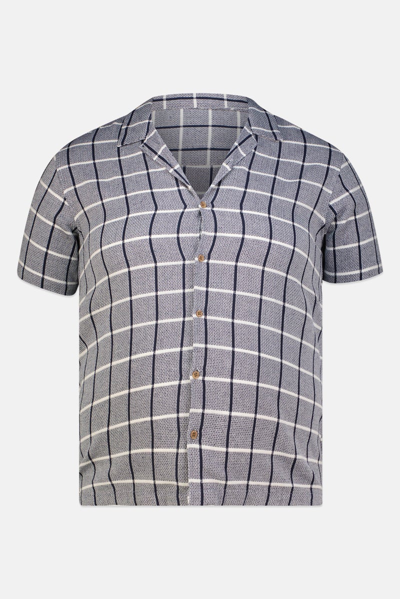 Threadbare Men Regular Fit Windowpane Short Sleeve Casual Shirt, Multicolor - Image 3