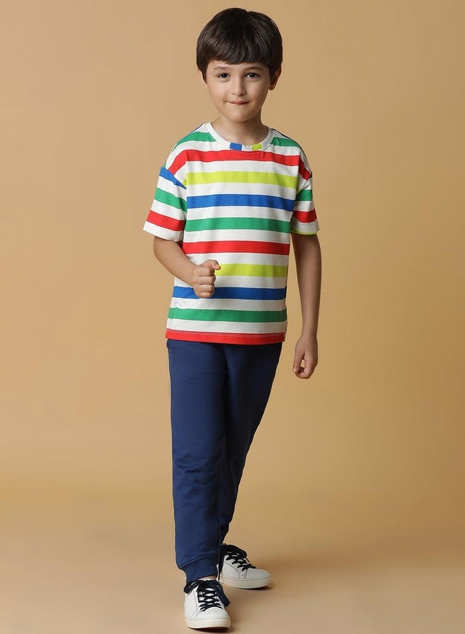 Tales & Stories Boys Navy Blue Cotton Regular Fit Solid Jogger-C101021-1-2Y-NB - Image 5