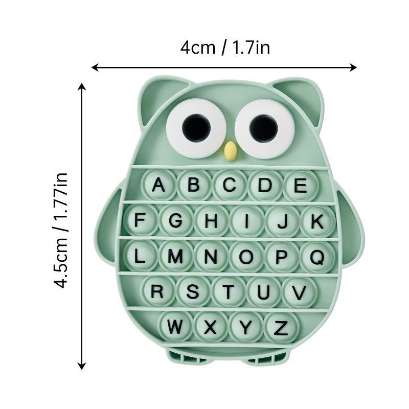 BULINGNA Push Pop Bubble Fidget Sensory Toy, Silicone Stress Relief Popping Toy, ABC Alphabet Owl Shaped Educational Learning Tools for Toddlers Kids Students (Black Letters-Green) - Image 4