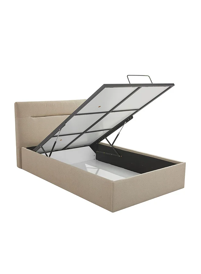 DANUBE HOME Danube Home Hendrix Young Single Bed With Hydraulic Storage Sturdy Modern Design Wooden Single Bed Frame Furniture L 225 x W 137 x H 103 cm Taupe