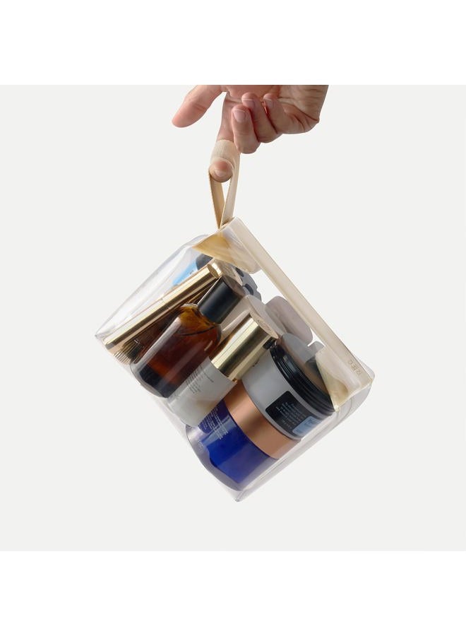 Cadence Parcel - Clear Dopp Kit with Magnetic Closure - Durable and Leak-Resistant Travel Toiletry Kit - TSA-Compliant & Modular Design - Hygiene Bag for Travel Essentials - 1 Qt - Pebble - Image 3