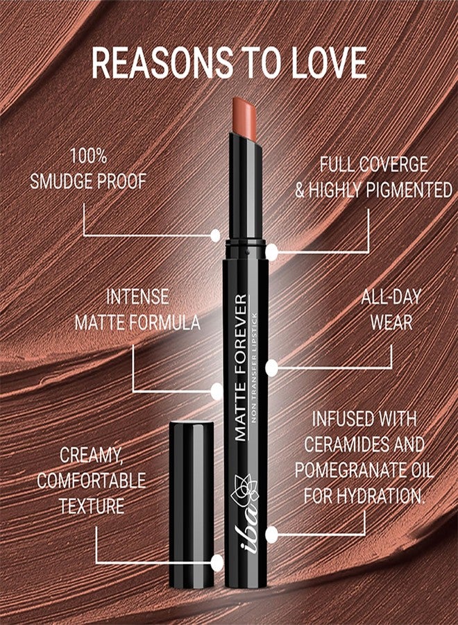 Iba Matte Forever Non-Transfer Lipstick for Women - 05 Mocha Love | Matte Finish | Highly Pigmented, Smudge-proof & Lightweight | Non-Sticky and Non-Drying | Lip Makeup | 2g - Image 4