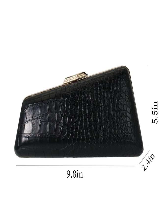GSYPS Trendy Evening Clutch Purse for Women Stylish PU Leather Handbag Casual Crossbody Shoulder Bag for Banquet Party Black - Image 4
