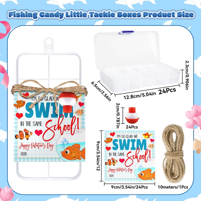 Gosodeny 24 Set Valentines Gifts Bulk Fishing Party Favors Fishing Candy Little Tackle Boxes for Making My Reel Fun Fishing Party Decorations Fishing Theme Gifts Supplies Classroom Rewards Prizes - Image 2