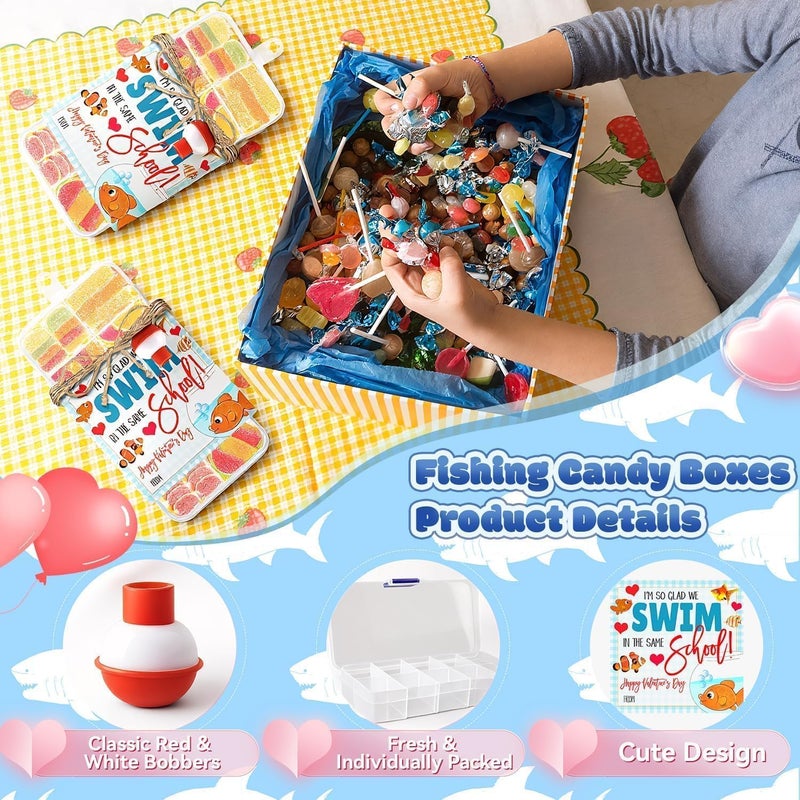 Gosodeny 24 Set Valentines Gifts Bulk Fishing Party Favors Fishing Candy Little Tackle Boxes for Making My Reel Fun Fishing Party Decorations Fishing Theme Gifts Supplies Classroom Rewards Prizes - Image 3