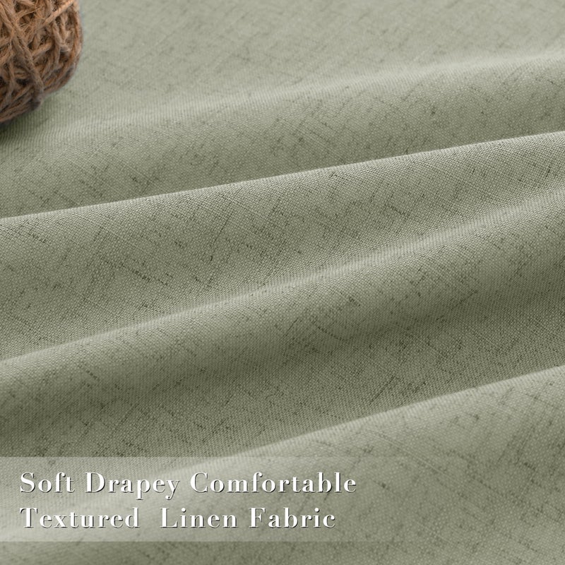 Joywell Linen 100% Blackout Curtains 96 Inches Length Long Back Tab Hook Belt Thermal Insulated Total Light Blocking Noise Cancelling Pinch Pleated Drapes for Bedroom(2 Panels 52 x 96 Sage Green) - Image 4