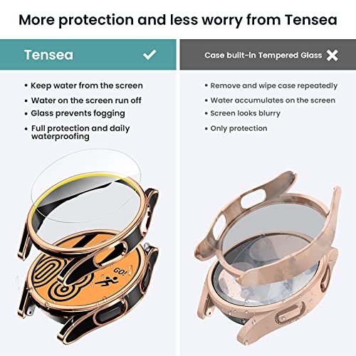 Tensea [4+4Pack for Samsung Galaxy Watch 5 44mm 2022 / Galaxy Watch 4 44mm 2021 Screen Protector Case Accessories, Hard PC Bumper/HD Anti-Fog Tempered Glass Protective Film, Face Cover Set - Image 3
